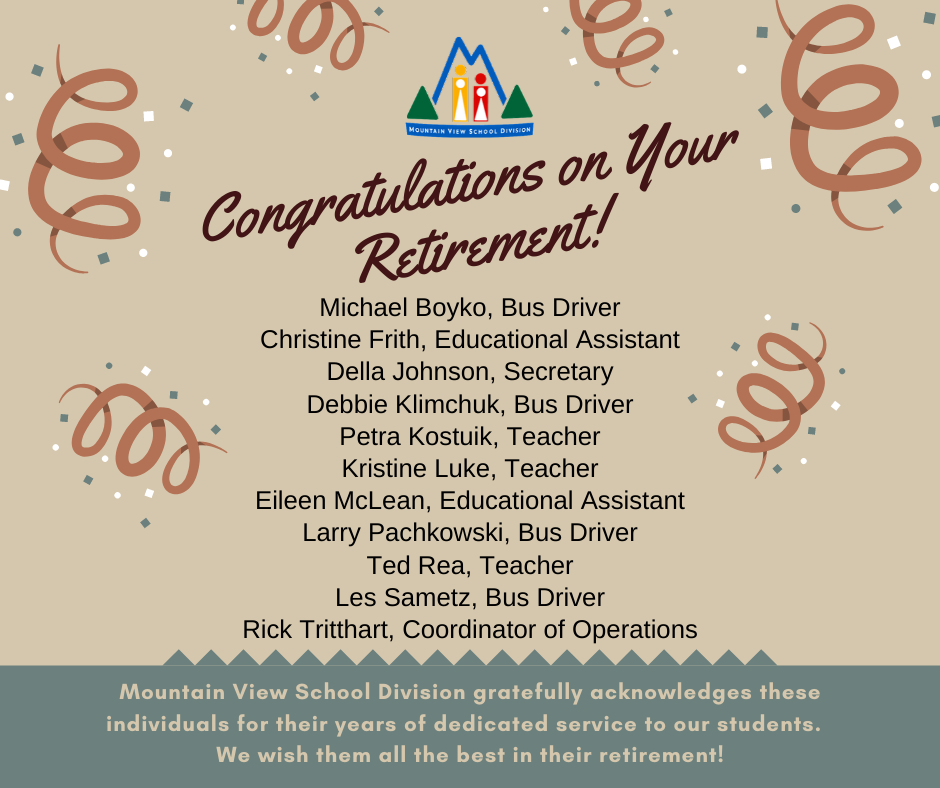 Congratulations MVSD Retirees